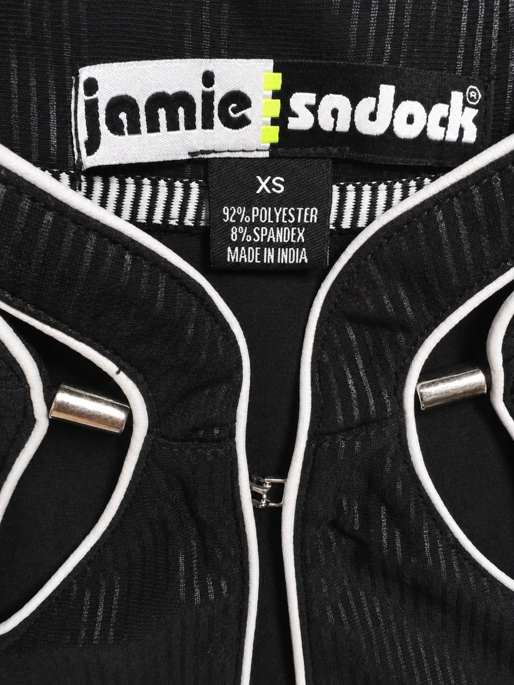 Jamie Sadock Sleeveless Mock Neck Golf Top Black Pinstripe Cutout XS #1001 - Picture 5 of 5